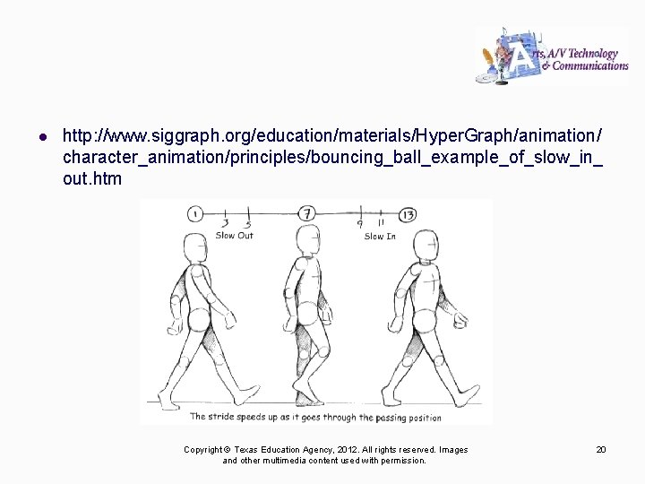 l http: //www. siggraph. org/education/materials/Hyper. Graph/animation/ character_animation/principles/bouncing_ball_example_of_slow_in_ out. htm Copyright © Texas Education Agency,
