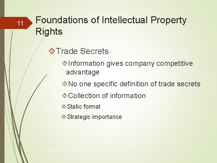 11 Foundations of Intellectual Property Rights Trade Secrets Information gives company competitive advantage No