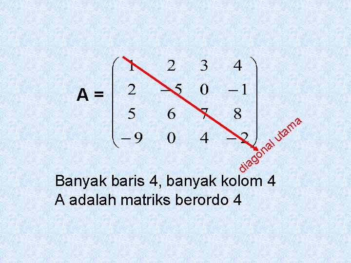 A= a am t u l a n o g a di Banyak baris