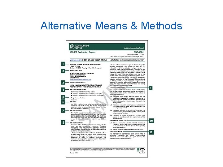 Alternative Means & Methods 