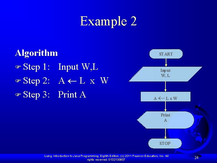 Example 2 Algorithm F Step 1: Input W, L F Step 2: A L