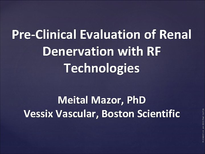 Meital Mazor, Ph. D Vessix Vascular, Boston Scientific PI-136107 -AA Jan 2013 -final 0