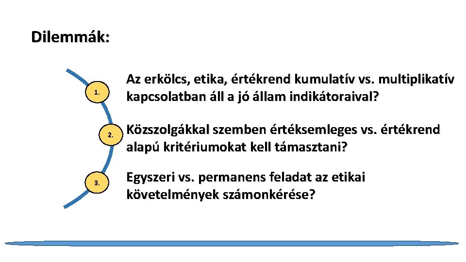 Dilemmák: Az erkölcs, etika, értékrend kumulatív vs. multiplikatív kapcsolatban áll a jó állam indikátoraival?