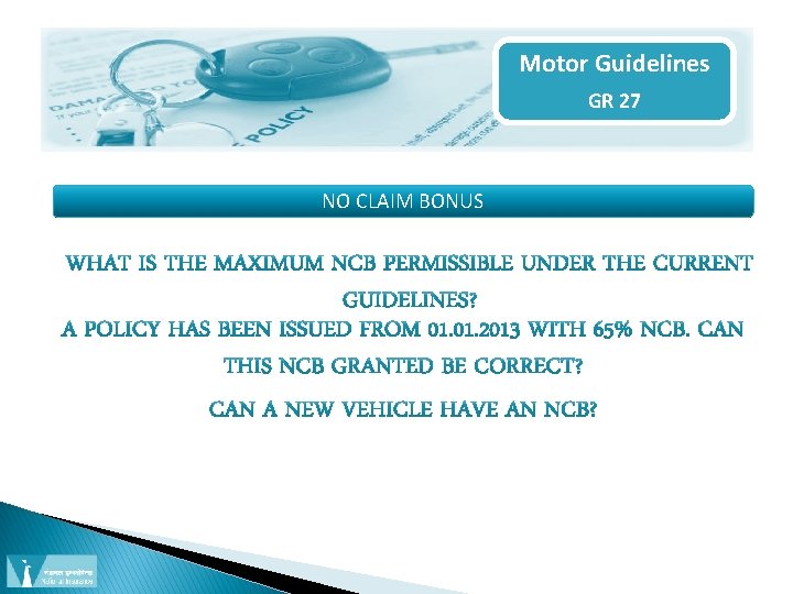 Motor Guidelines GR 27 NO CLAIM BONUS 