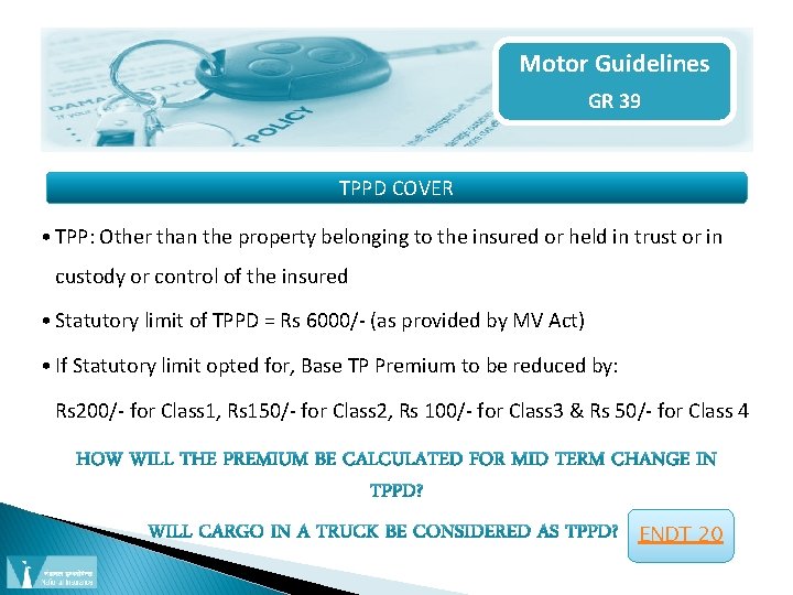 Motor Guidelines GR 39 TPPD COVER • TPP: Other than the property belonging to