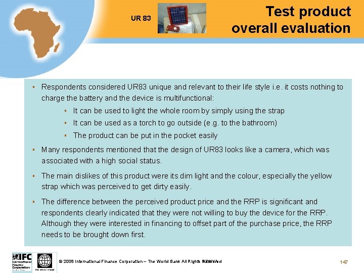 UR 83 § Test product overall evaluation Respondents considered UR 83 unique and relevant