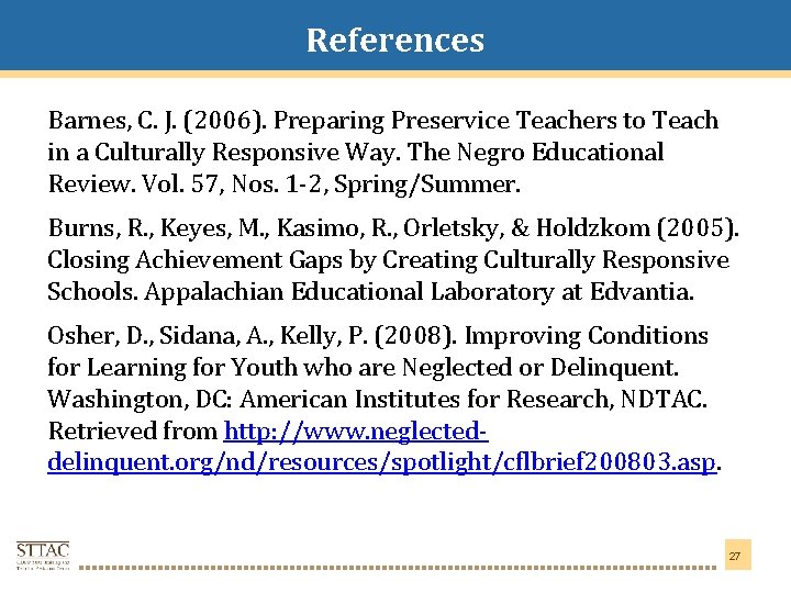 References Title Goes Here Barnes, C. J. (2006). Preparing Preservice Teachers to Teach in