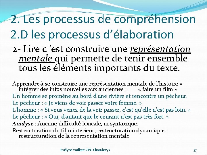 2. Les processus de compréhension 2. D les processus d’élaboration 2‐ Lire c ’est 2. Les processus de compréhension 2. D les processus d’élaboration 2‐ Lire c ’est