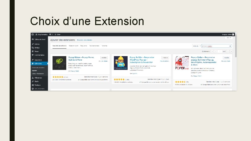Choix d’une Extension 