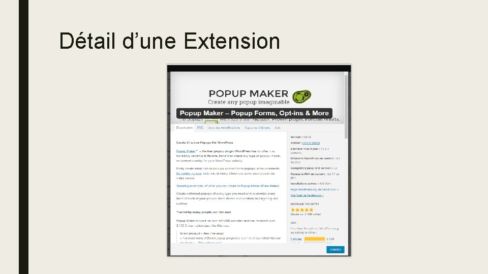 Détail d’une Extension 