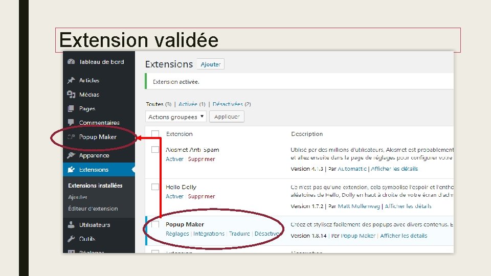 Extension validée 