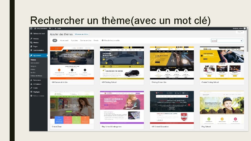 Recher un thème(avec un mot clé) 