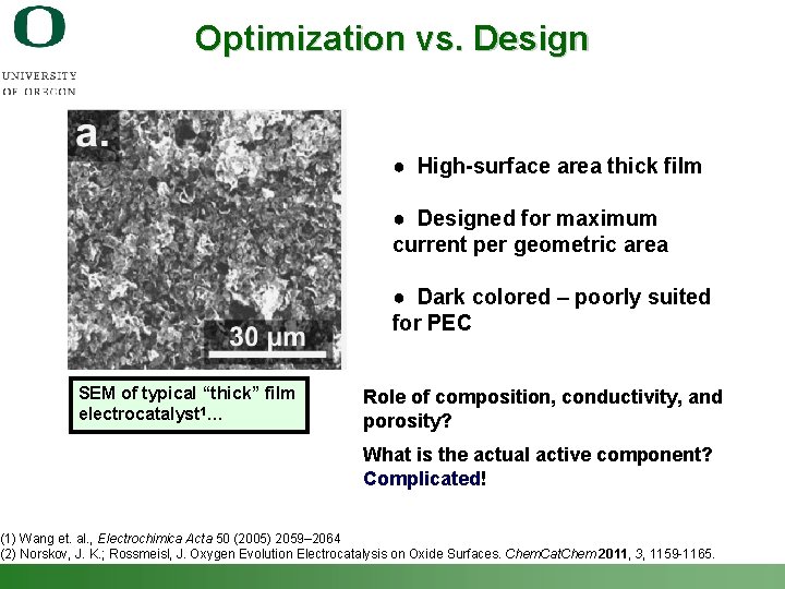 Optimization vs. Design ● High-surface area thick film ● Designed for maximum current per