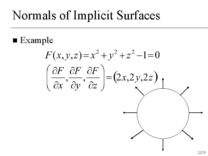 Normals of Implicit Surfaces n Example 22/59 