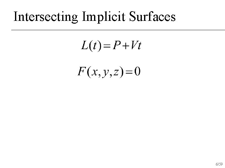 Intersecting Implicit Surfaces 6/59 