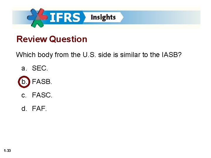 Review Question Which body from the U. S. side is similar to the IASB?