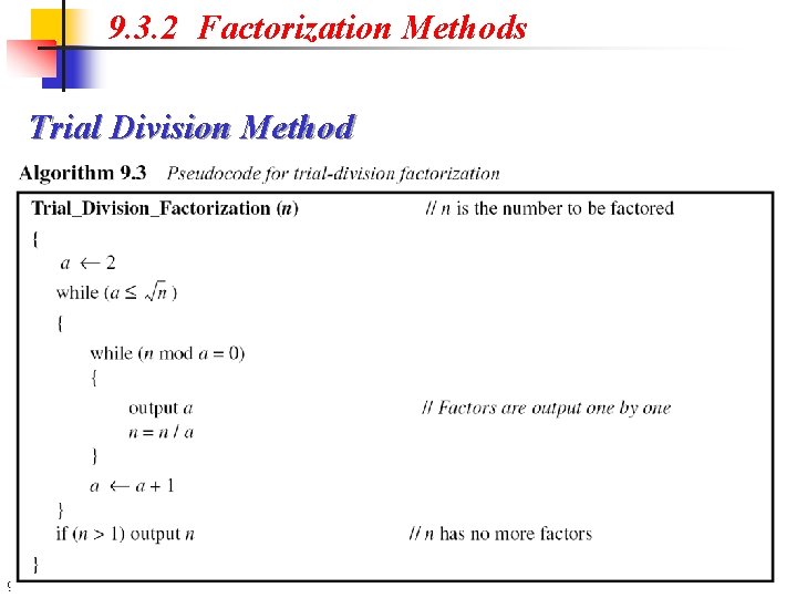 9. 3. 2 Factorization Methods Trial Division Method 9. 46 