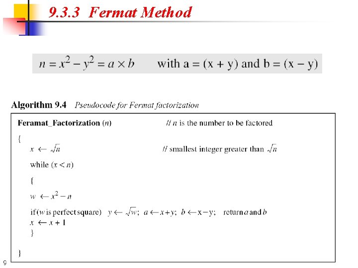 9. 3. 3 Fermat Method 9. 48 