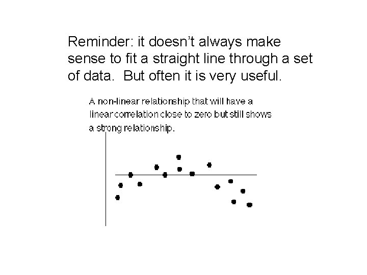 Reminder: it doesn’t always make sense to fit a straight line through a set