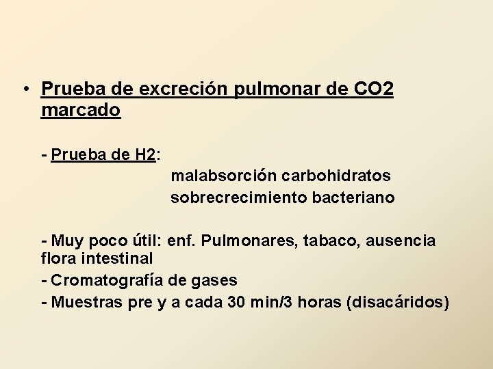  • Prueba de excreción pulmonar de CO 2 marcado - Prueba de H