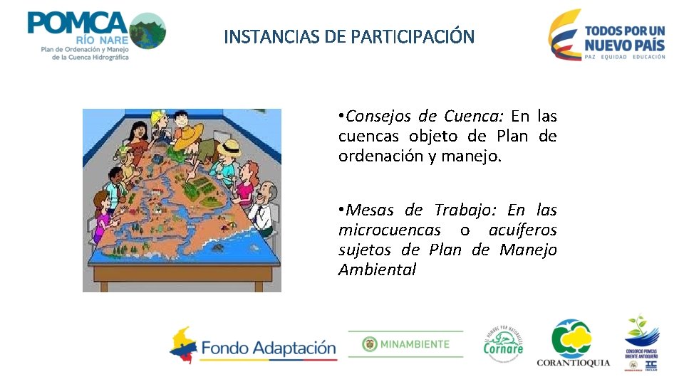 INSTANCIAS DE PARTICIPACIÓN • Consejos de Cuenca: En las cuencas objeto de Plan de