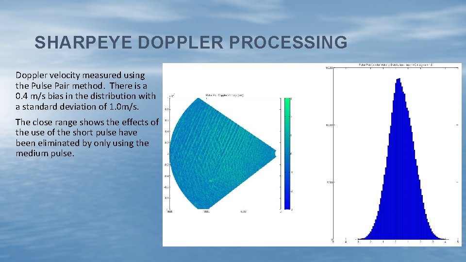 SHARPEYE DOPPLER PROCESSING Doppler velocity measured using the Pulse Pair method. There is a