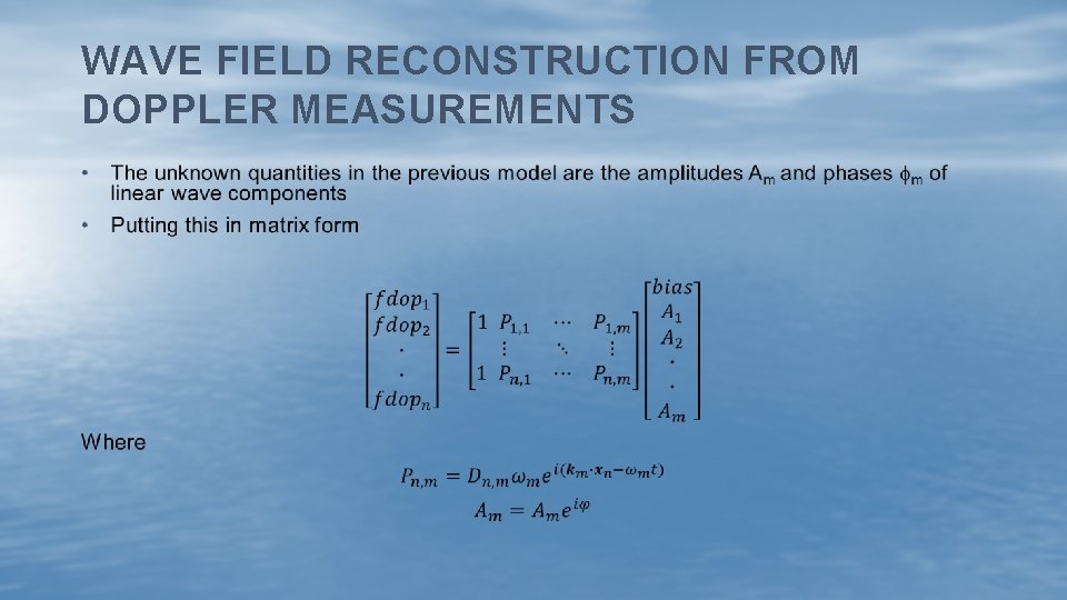 WAVE FIELD RECONSTRUCTION FROM DOPPLER MEASUREMENTS 