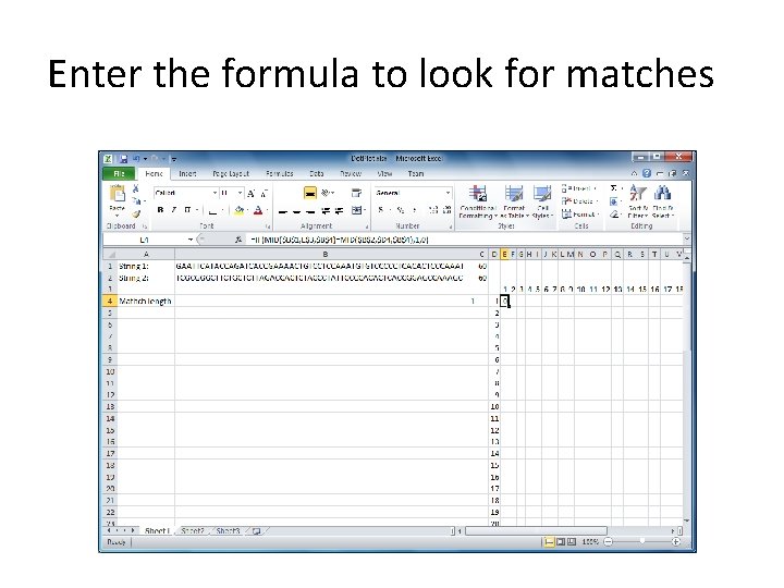 Enter the formula to look for matches 