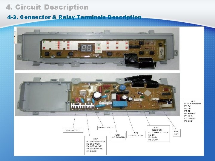 4. Circuit Description 4 -3. Connector & Relay Terminals Description 