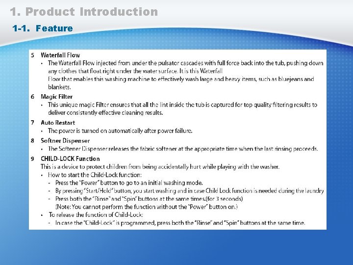 1. Product Introduction 1 -1. Feature 