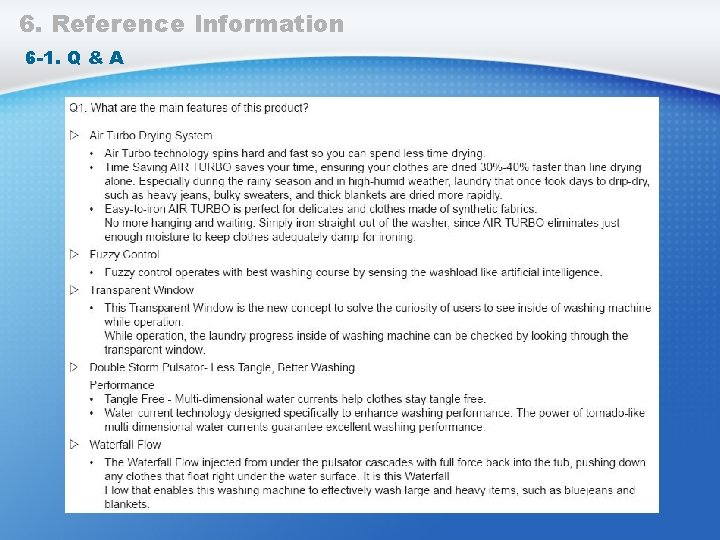 6. Reference Information 6 -1. Q & A 