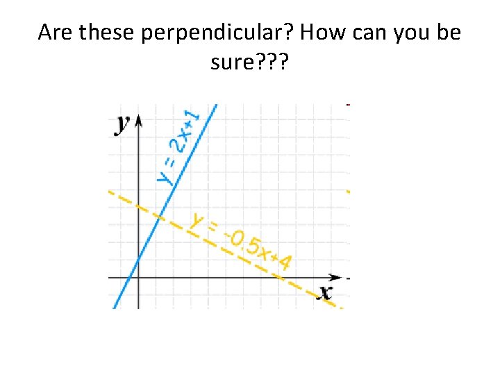 Are these perpendicular? How can you be sure? ? ? 