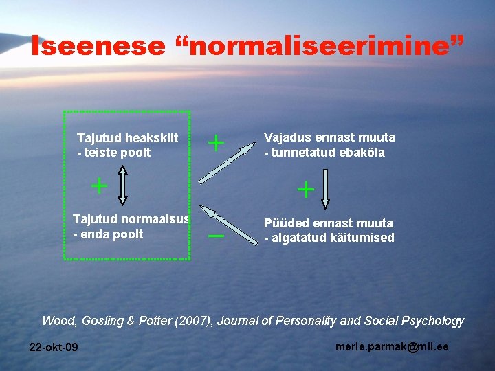 Iseenese “normaliseerimine” Tajutud heakskiit - teiste poolt Tajutud normaalsus - enda poolt Vajadus ennast Iseenese “normaliseerimine” Tajutud heakskiit - teiste poolt Tajutud normaalsus - enda poolt Vajadus ennast