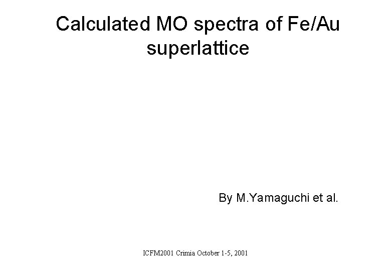 Calculated MO spectra of Fe/Au superlattice By M. Yamaguchi et al. ICFM 2001 Crimia