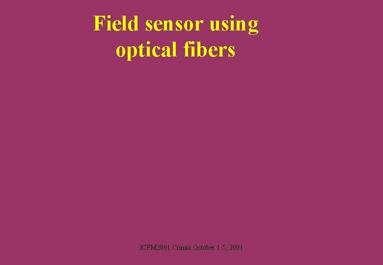 Field sensor using optical fibers ICFM 2001 Crimia October 1 -5, 2001 