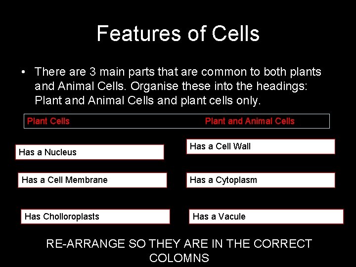 Features of Cells • There are 3 main parts that are common to both