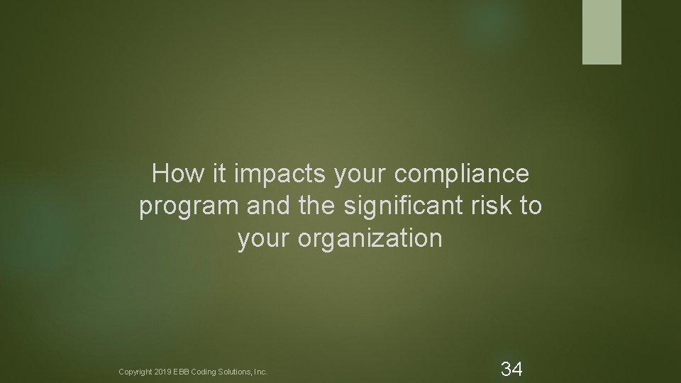 How it impacts your compliance program and the significant risk to your organization Copyright