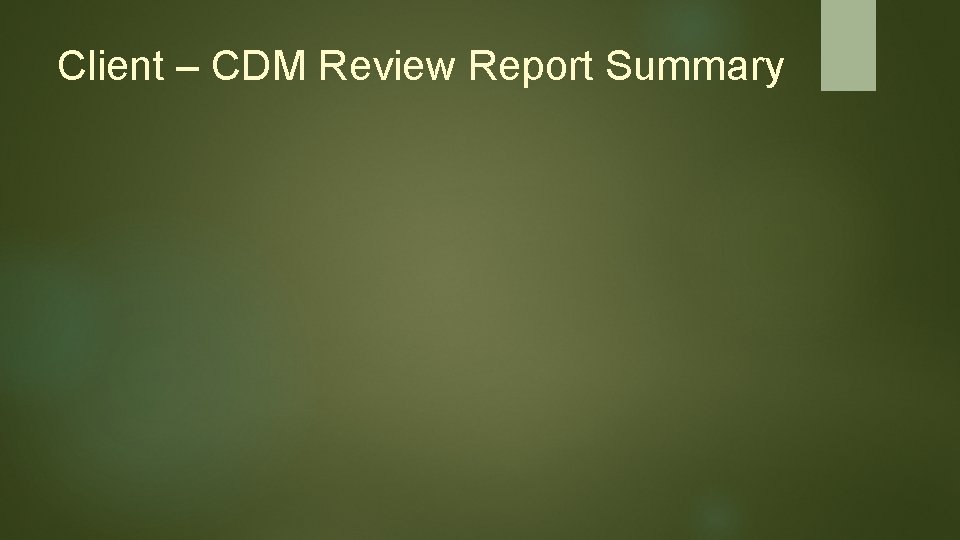 Client – CDM Review Report Summary 