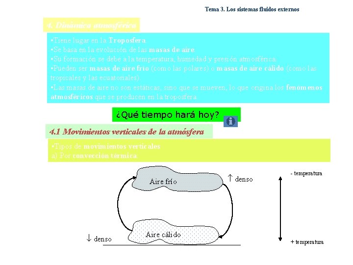 Tema 3. Los sistemas fluidos externos 4. Dinámica atmosférica • Tiene lugar en la