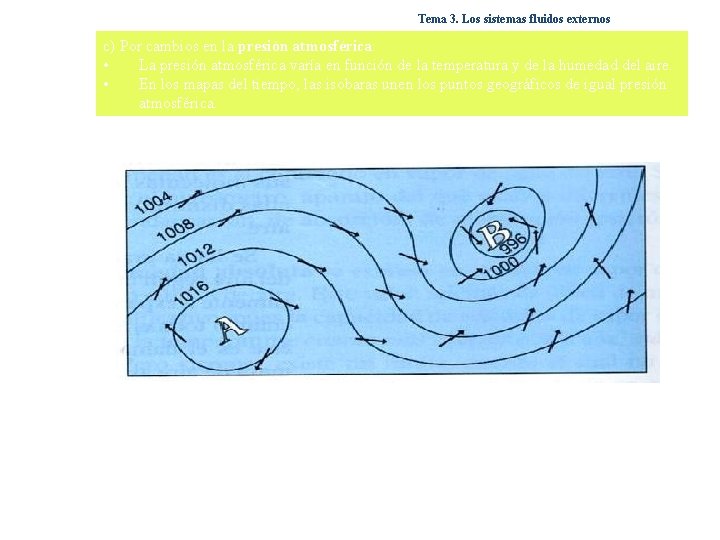 Tema 3. Los sistemas fluidos externos c) Por cambios en la presión atmosférica: •