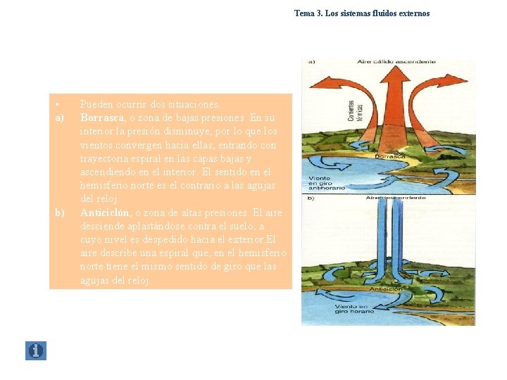 Tema 3. Los sistemas fluidos externos • a) b) Pueden ocurrir dos situaciones. Borrasca,