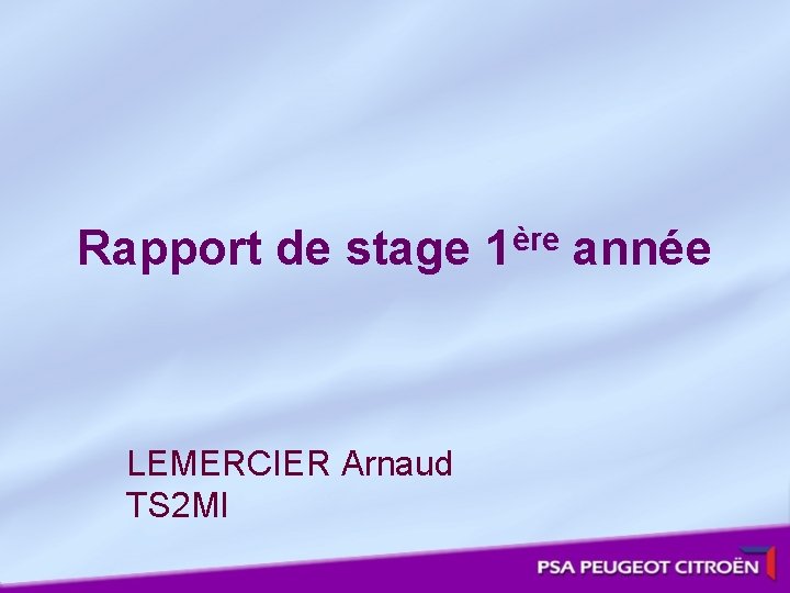 Rapport de stage 1ère année LEMERCIER Arnaud TS 2 MI 
