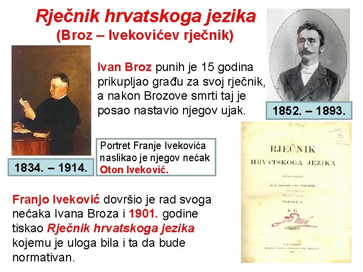 Rječnik hrvatskoga jezika (Broz – Ivekovićev rječnik) Ivan Broz punih je 15 godina prikupljao