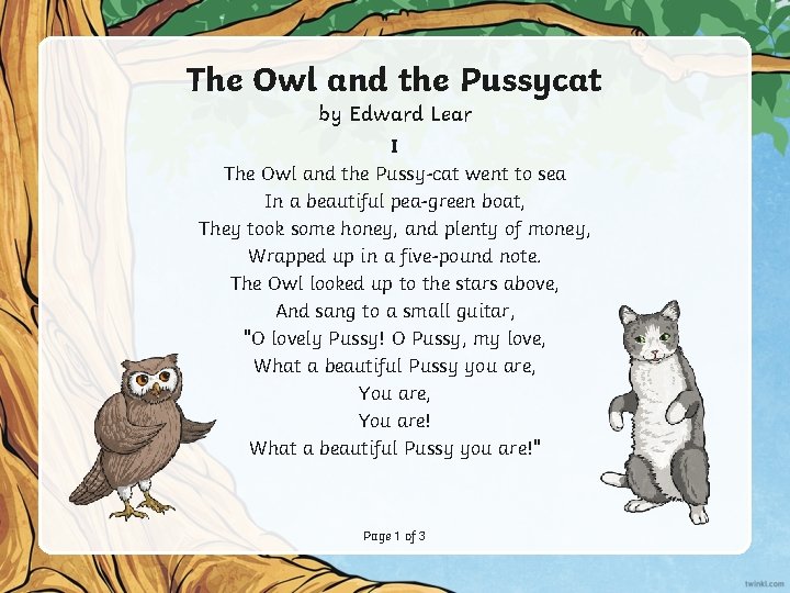 The Owl and the Pussycat by Edward Lear I The Owl and the Pussy-cat