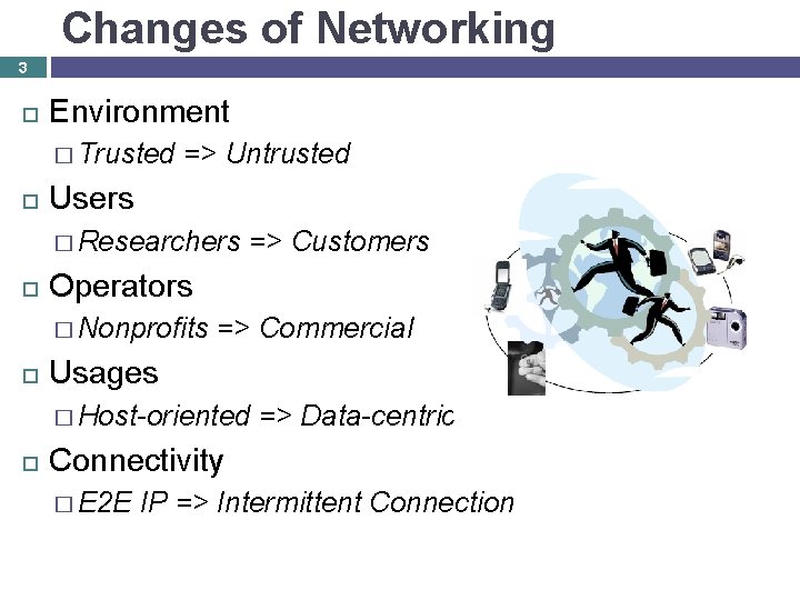 Changes of Networking 3 Environment � Trusted => Untrusted Users � Researchers Operators �