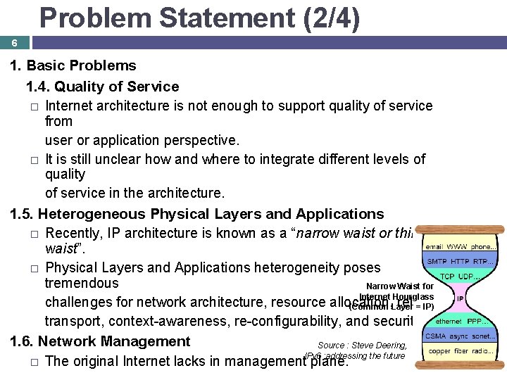 Problem Statement (2/4) 6 1. Basic Problems 1. 4. Quality of Service � Internet