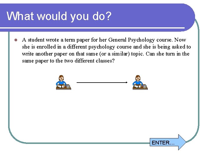 What would you do? l A student wrote a term paper for her General