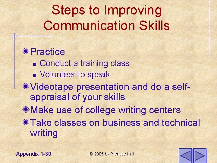 Steps to Improving Communication Skills Practice n n Conduct a training class Volunteer to