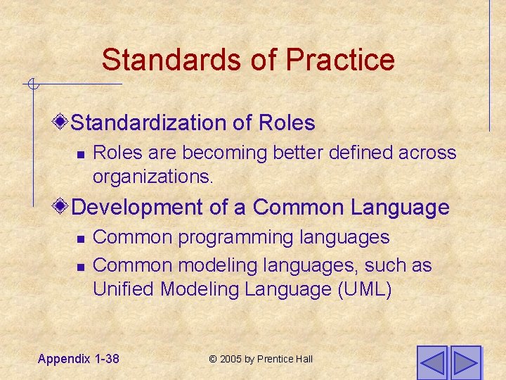 Standards of Practice Standardization of Roles n Roles are becoming better defined across organizations.