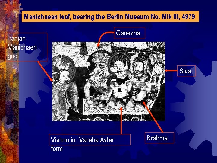 Manichaean leaf, bearing the Berlin Museum No. Mik III, 4979 Iranian Manichaen god Ganesha